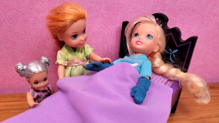Little Elsa is sick ! Elsa & Anna toddlers –  bedtime stories – cough – sore throat