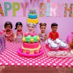 Birthday party ! Elsa & Anna toddlers – Barbie dolls – gifts – games – cake – Hello Kitty theme