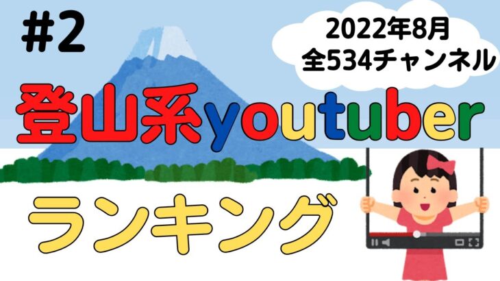 登山系youtuber登録者数ランキング第2弾！534チャンネル(2022年8月時点)/#登山ユーチューバー