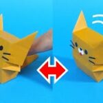 遊べる折り紙「テクテクにゃんこ」Origami Toy “Walking Cat”